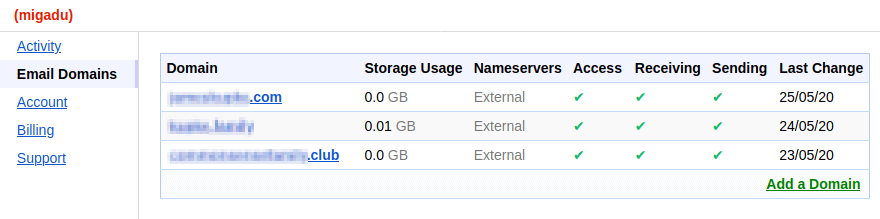 migadu domains interface